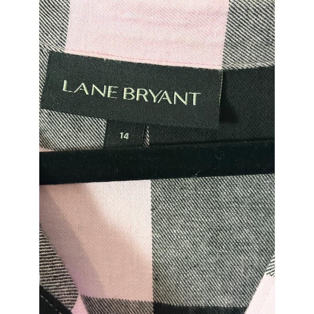 Lane Bryant Embellished Buffalo Plaid Tunic Shirt 14 Sharkbite Hem Cottagecore - Picture 5 of 6